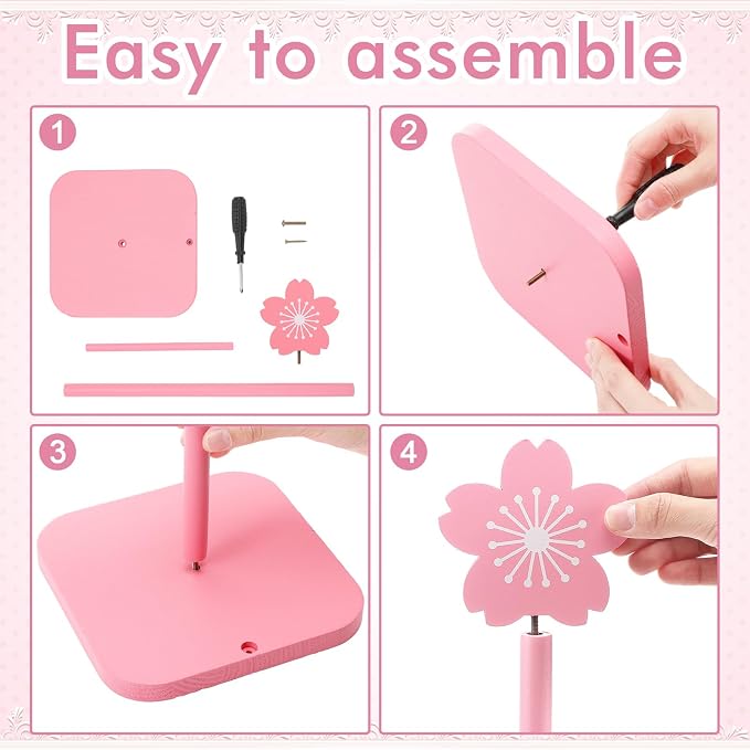 Leinuosen Pink Cherry Blossoms Paper Towel Holder Cute Bow Wooden Paper Towel - Image 3