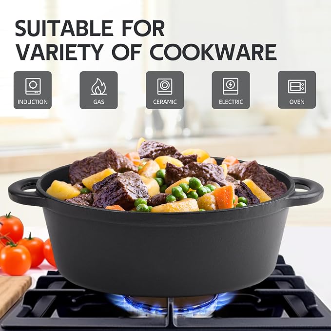 5.5 Quart Oval Cast Iron Dutch Oven Pot - Image 6