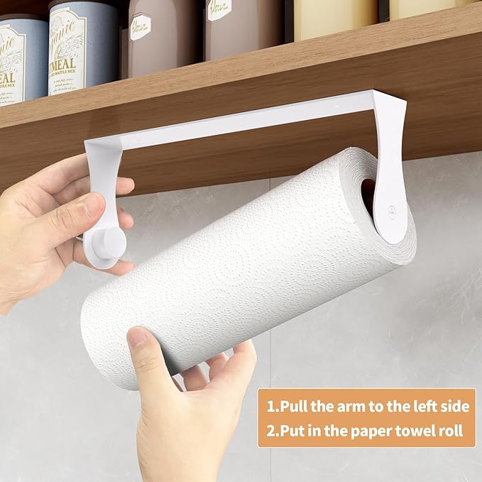 Paper Towel Holder Under Cabinet, Wall Mount, Stainless Steel, Adhesive or - Image 3