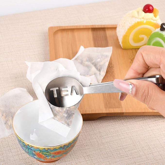 4Pcs Tea Bag Squeezer, Stainless Steel Clip On Strainer, Tea Spoon Tongs - Image 2