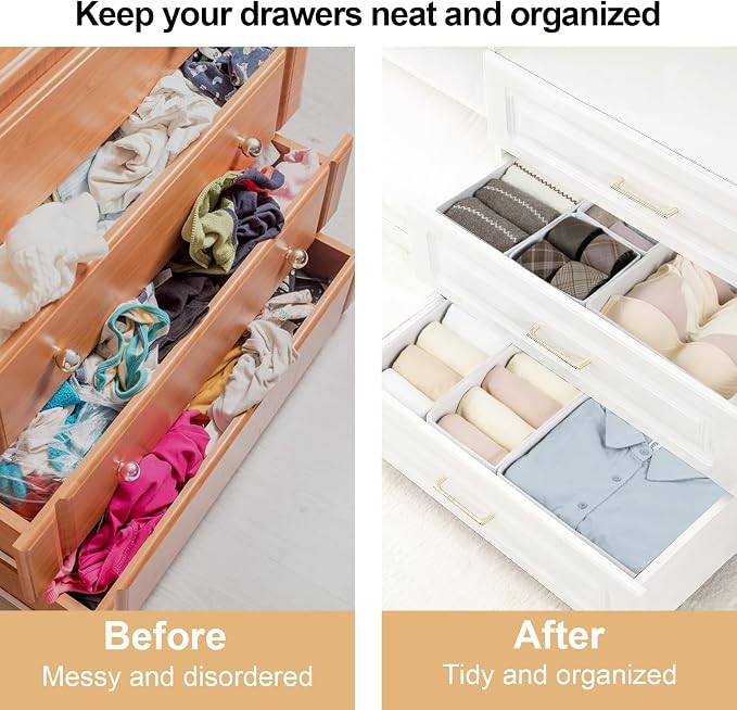 Fordonral 16 Pack Drawer Organizer Clothes, Foldable Fabric Dresser Organizer - Image 2