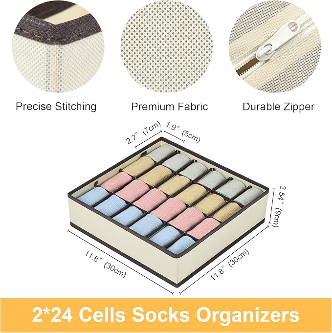 Joyoldelf Drawer Organizer 2 Packs, 24 Cell Collapsible Closet Cabinet Storage - Image 5