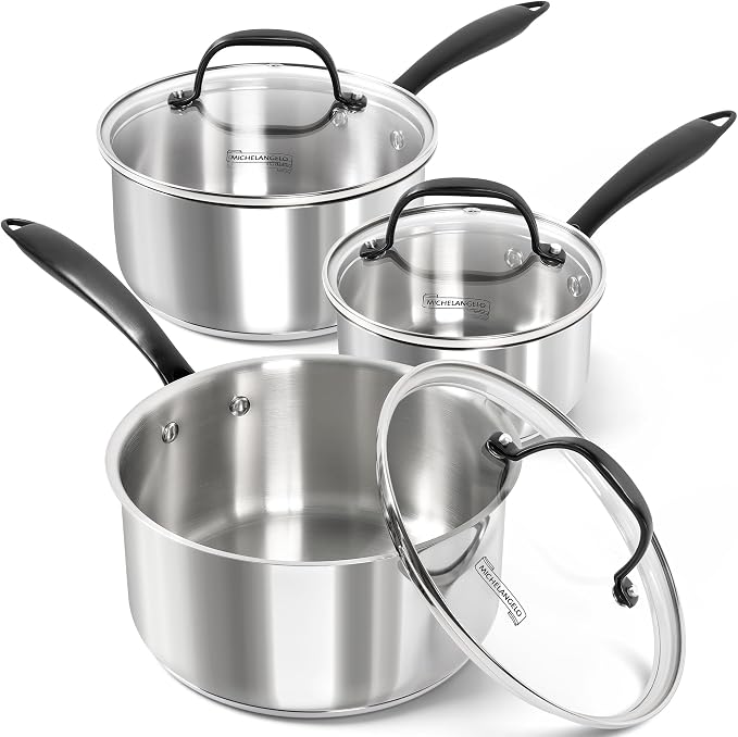 MICHELANGELO Tri-Ply Stainless Steel Saucepan by Michelangelo