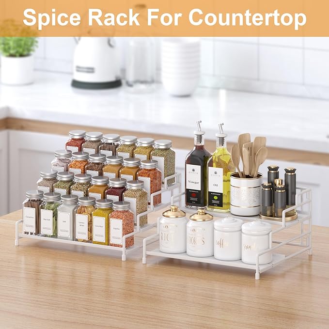 RUILALIFE 4-Tier-Spice-Rack-Organizer-for-Cabinet, Adjustable Depth Spice - Image 2