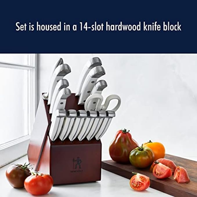 HENCKELS Statement Razor-Sharp 15-Piece White Handle Knife Set - Image 4