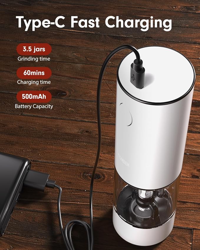 TOMEEM Upgraded Larger Capacity Electric Salt and Pepper Grinder Set - Image 3