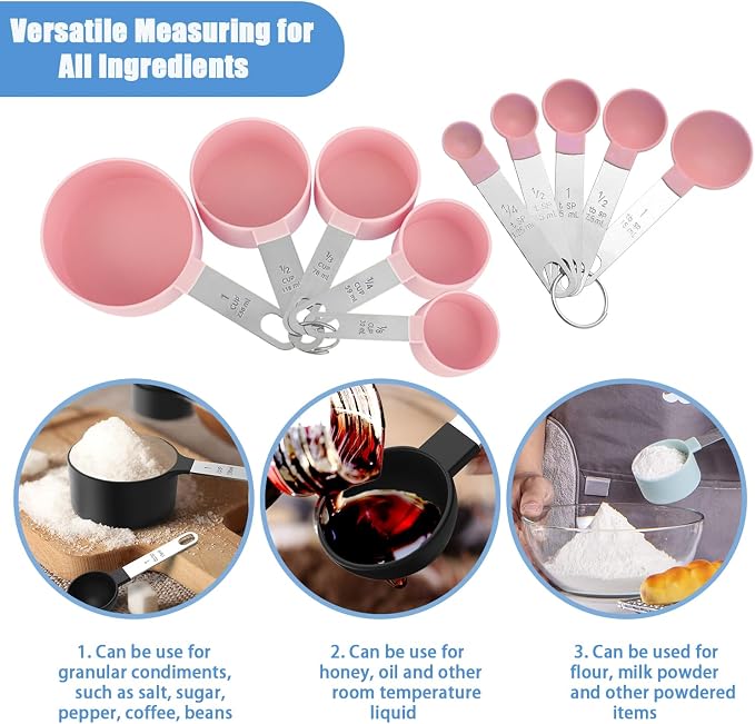 Measuring Cups and Spoons Set, 10-Piece Stackable Kitchen Tools - Image 3