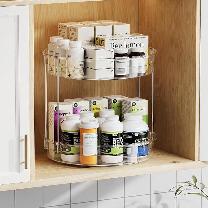 LAMU 12inch 2 Tier Lazy Susan Turntable Organizer Rotating Spice Rack - Image 5