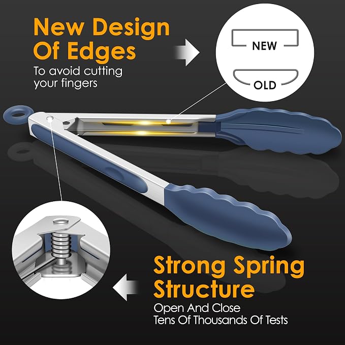 HOTEC Premium Stainless Steel Locking Kitchen Tongs - Image 7