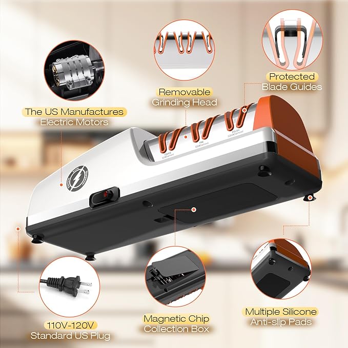 Replaceable Sharpener Electric Knife Sharpener, 3-Stage - Image 4