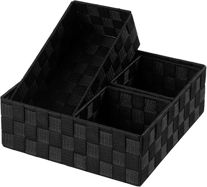Posprica Small Black Baskets Cube Bin Container Tote, Woven Storage Baskets - Image 6