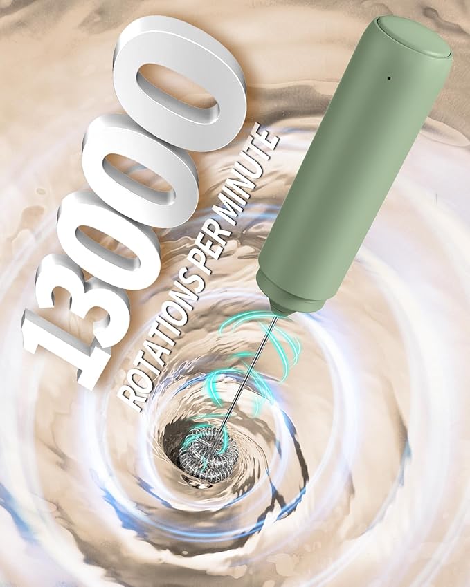CIRCLE JOY Rechargeable Milk Frother Hanheld, Dual Ring Electric Coffee Frother - Image 2