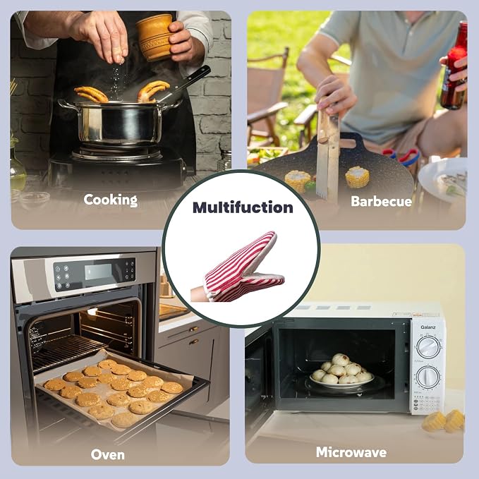 Mini Oven Mitts, Kitchen Oven Gloves Kitchen Mittens 500 Degrees Heat Resistant - Image 4