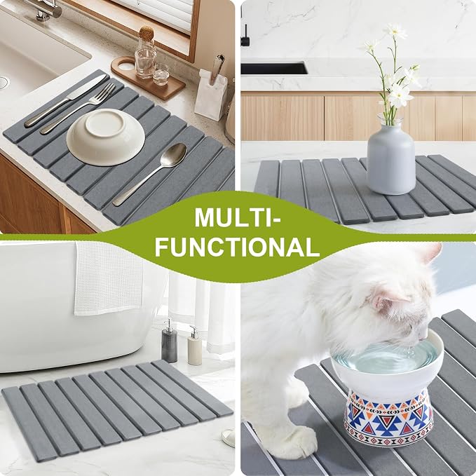 Large Stone Drying Mat for Kitchen Counter, Collapsible Stone Dish Drying Mats - Image 7