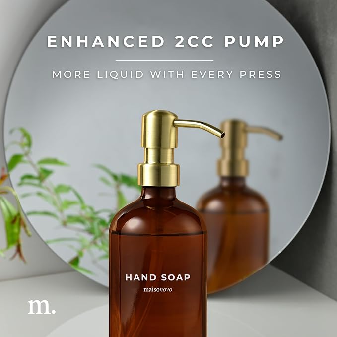 MaisoNovo Soap Dispenser 2-Piece Set | 16.9oz Amber Bottles - Image 5