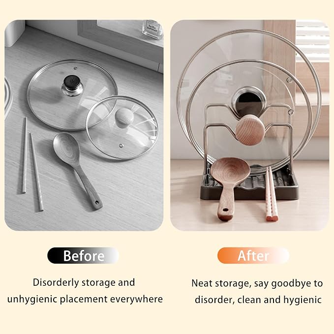 Pot Lid Holder and Spoon Rest, 2-in-1 Kitchen Counter Organizer - Image 5
