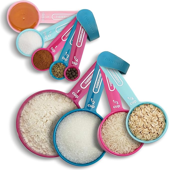 Farberware Kitchen Basics Measuring Cup & Spoon Set, 9-Piece Colorful Nesting by Farberware