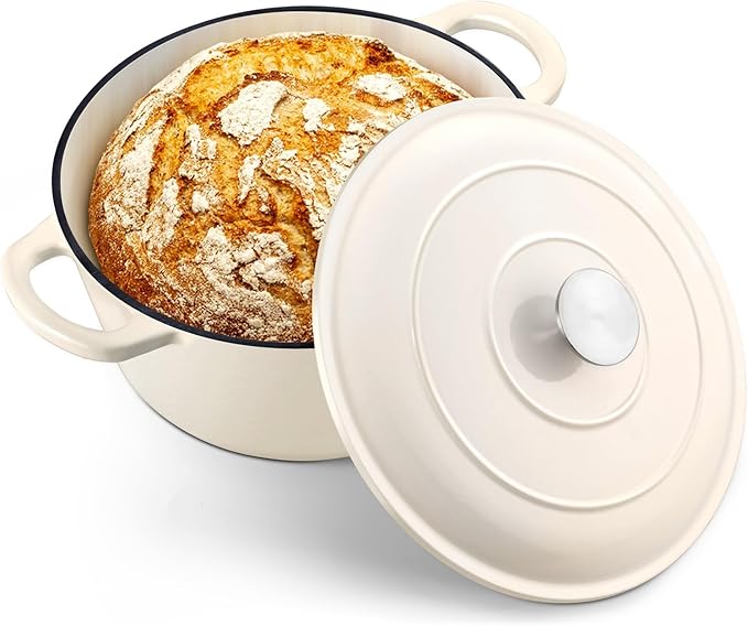 TeamFar 5Qt Dutch Oven, Enameled Cast Iron Dutch Oven by TeamFar