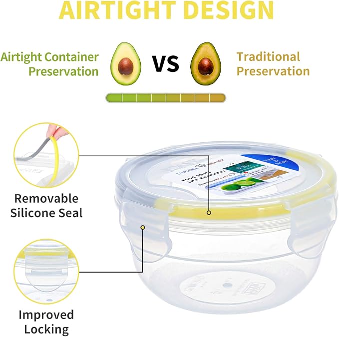 KIGI Small Plastic Bowls with Lid, Leakproof Round Food Storage Container Set - Image 3