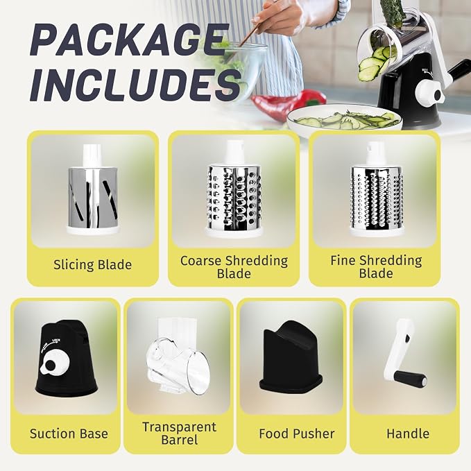 X Home Rotary Cheese Grater for Kitchen, Shredder - Image 9