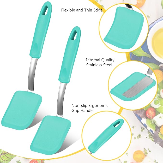 Silicone Cookie Spatula Turner 2 Pack Mini Brownie Spatula Flexible Kitchen - Image 4