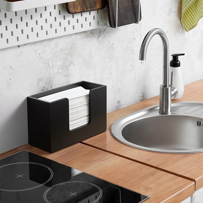 Paper Towel Dispenser Countertop, Wooden Bathroom Paper Towel Holder, - Image 6