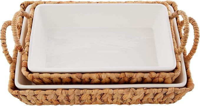 Mud Pie Hyacinth Basket Set, small baker 7" x 11" | large baker 13" x 18 1/2" by MudPie