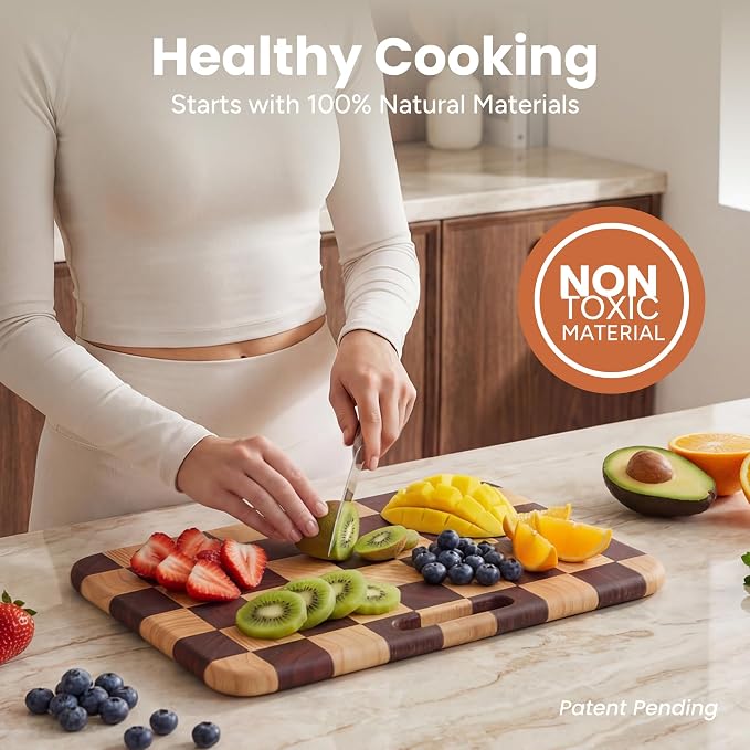 SMIRLY Wooden Cutting Boards for Kitchen, Double-Sided Cutting Board - Image 3