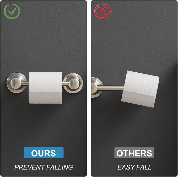 RUMOSE Toilet Paper Holder and Hand Towel Ring Brushed Nickel Wall Mount - Image 6