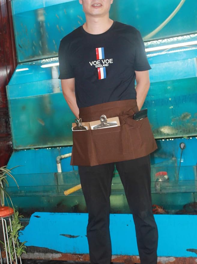 Resist water 3 big Pockets Waist Server Apron Kitchen Restaurant Unisex Half - Image 5