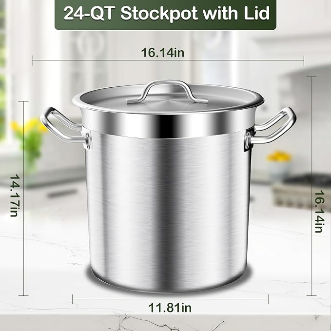 Stainless Steel Stock Pot-24QT Heavy Duty Induction Cooking Pot - Image 7
