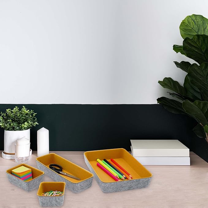Welaxy Felt Desk Drawer Organizer Trays, 8-Piece Storage Bins - Image 5