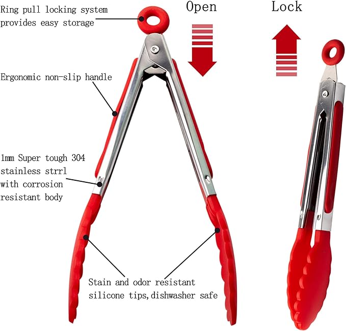 7 Pack Kitchen Tongs Set 7-Inch Color Mini Small Food Tongs - Image 3