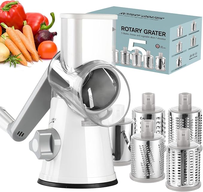 Ourokhome Rotary Cheese Grater Hand Crank, Kitchen Shredder Speed Mandolin by Ourokhome