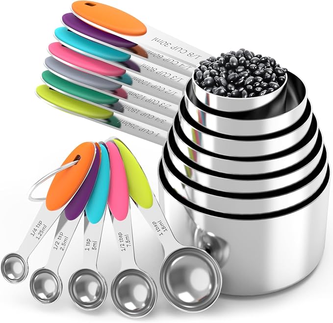 TILUCK Measuring Cups and Spoons Set, Stainless Steel, Kitchen Utensils by TILUCKBringsGoodLuck