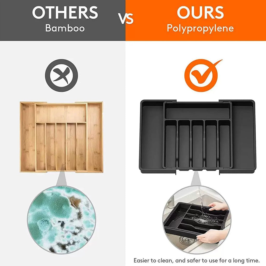 Expandable Silverware Drawer Organizer - BPA Free Flatware and Cutlery