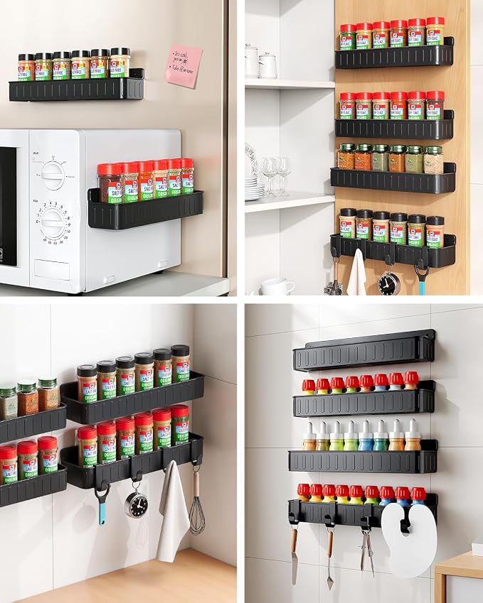 Nieifi Spice Rack Wall Mount, 4 Pack, Screw or Adhesive Installation, Spice - Image 7