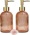Glass Soap Dispenser with Gold Plastic Pump, 13.5oz Refillable Liquid Hand Soap by YYTSGG