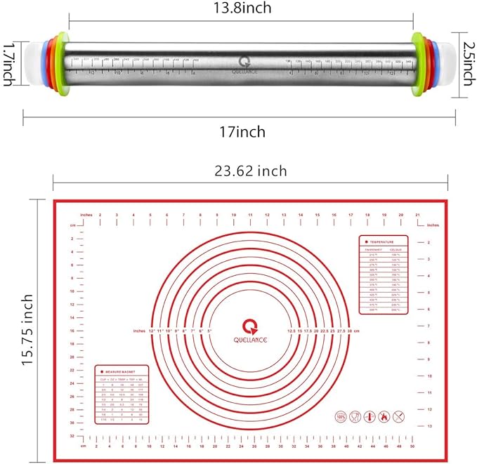 Rolling Pin and Pastry Baking Mat Set, Rolling Pins - Image 6