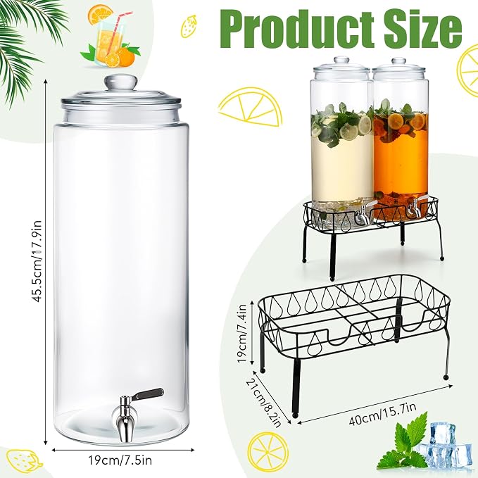 Honeydak 2 Pack 3 Gallon Glass Beverage Dispenser - Image 2