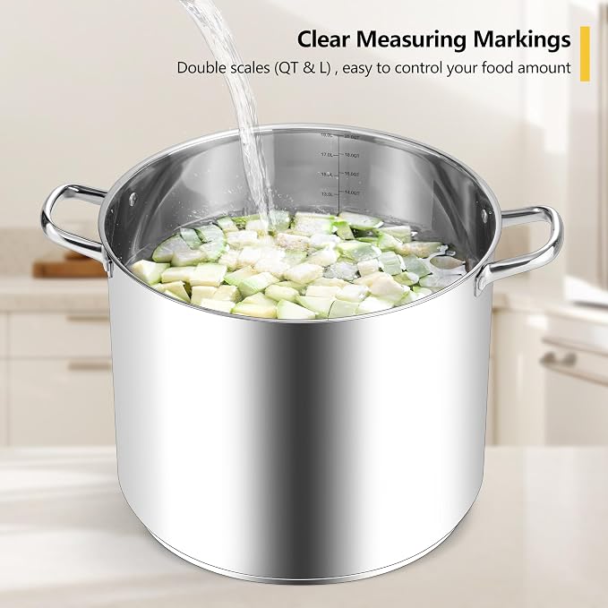 Homikit 20 Quart Soup Pot with Lid, Large Stainless Steel Stock Pot with Double - Image 4