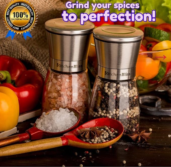 Professional Salt and Pepper Grinder Set – Premium Stainless Steel Salt and - Image 2