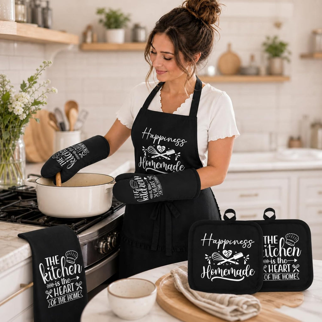 6 Pcs Black Kitchen Decor Accessories Set