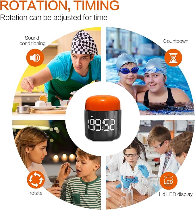 Table Twist Timer, Large LED Display Stopwatch, Silent & Loud Alarm, 199 Minute - Image 6