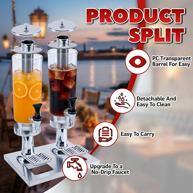 2-Gallon Drink Dispenser with Stainless Steel Drip Tray - Image 3