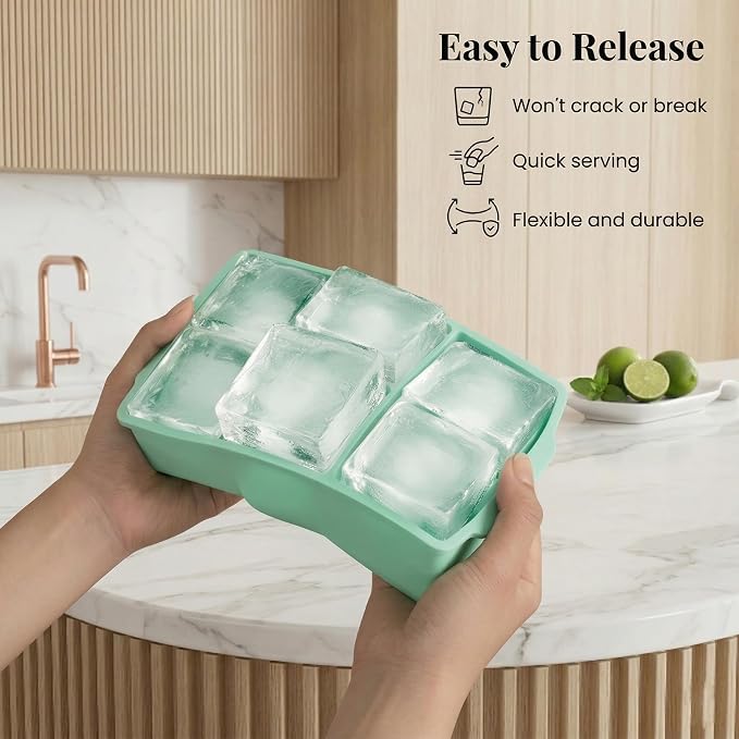 KitchFort Large Silicone Ice Cube Tray, Easy Release 2" Big Ice Cubes - Image 3