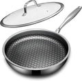 Non Stick Frying Pans with lid, 10 inch Hybrid Frying Pans Nonstick, non stick by KURRUNGIE