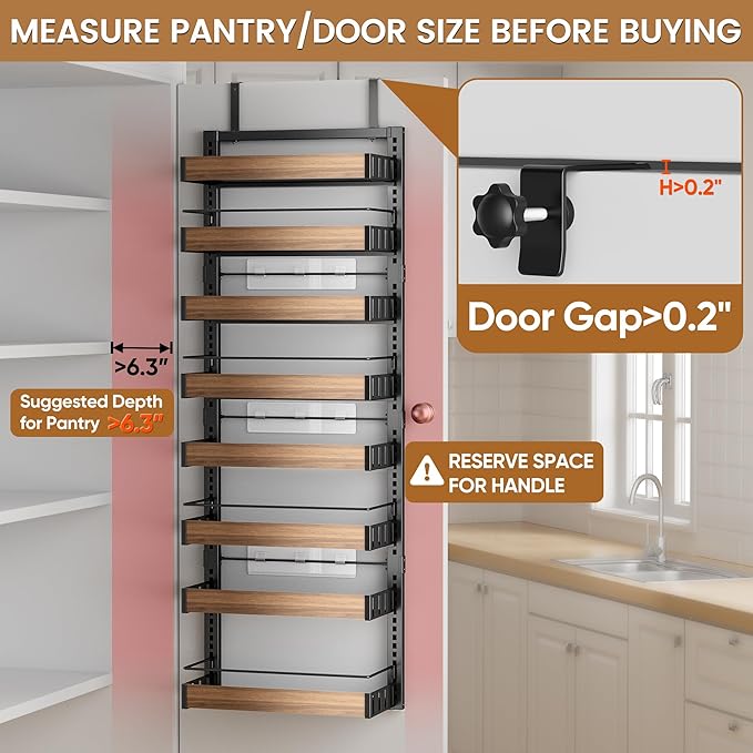 POKIPO 8 Tier Over The Door Pantry Organizer, 2 IN 1 Wall Mount or Hanging - Image 3