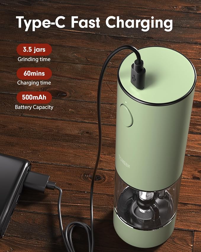 TOMEEM Upgraded Larger Capacity Electric Salt and Pepper Grinder Set - Image 3