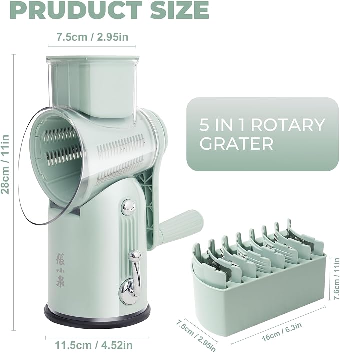Rotary Cheese Grater Manual Hand Crank - Image 4
